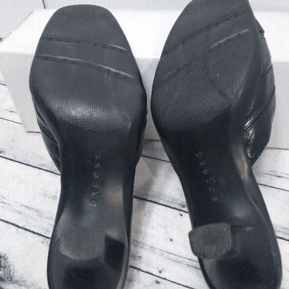 Axcess Liz Claiborne Black Leather Heels Shoes Size 6.5 M. - Picture 4 of 9